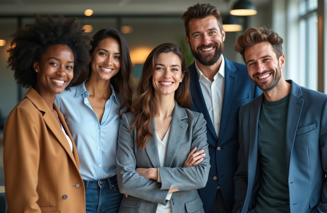 A team of small-business professionals in an office